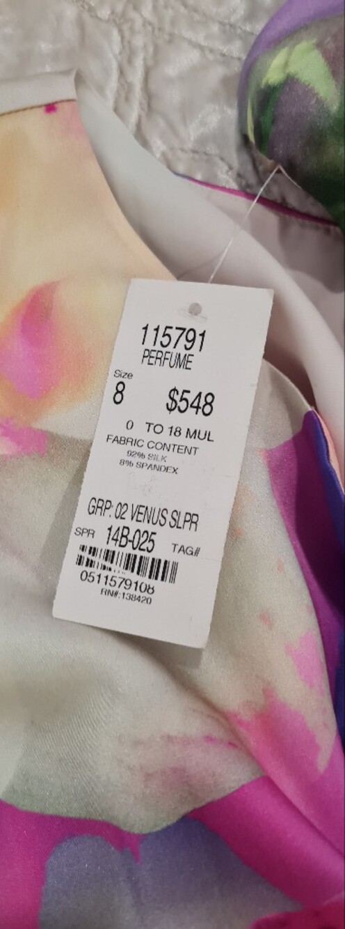 Carlisle Floral Sheath Silk Dress in Pink and Purple - Picture 5 of 5